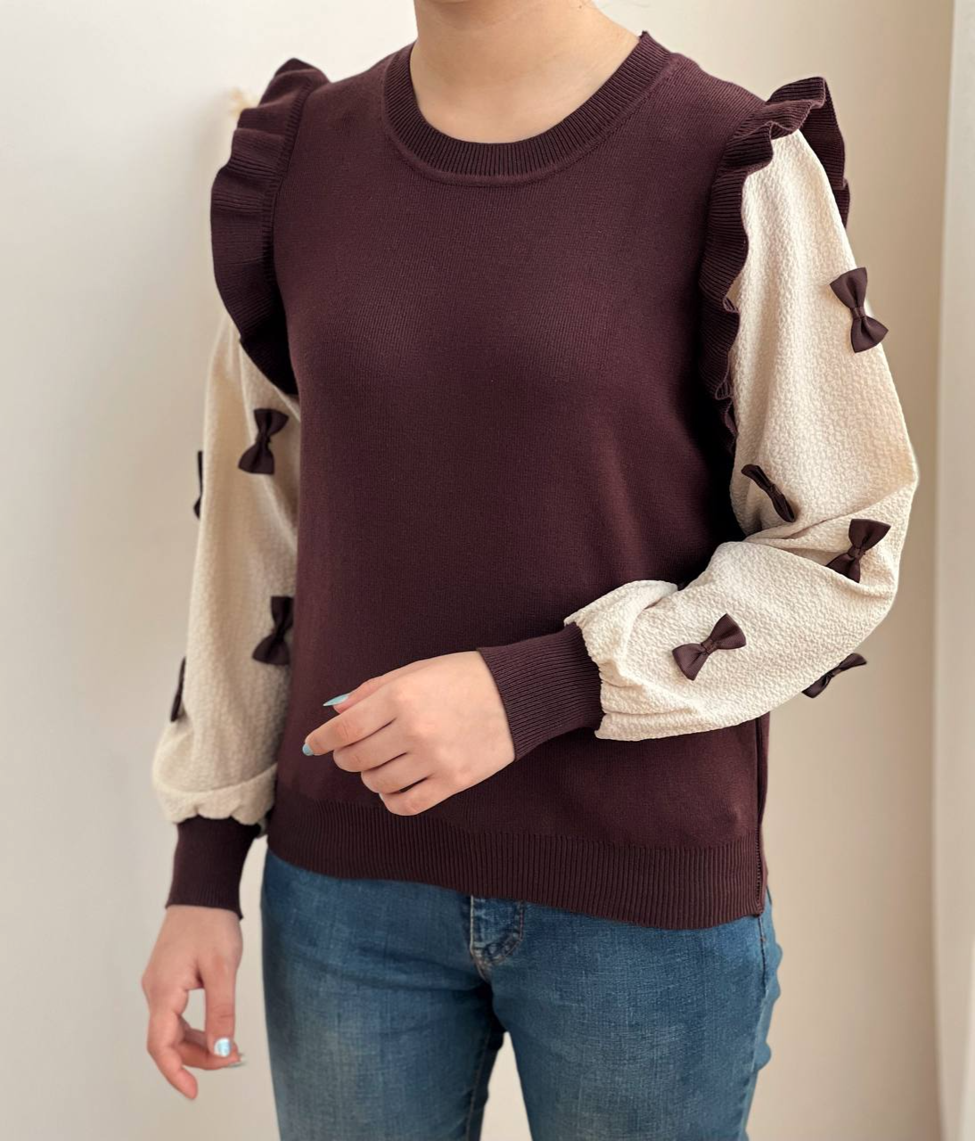 پلیور بافت آستین پاپیون اوردر کد 2270