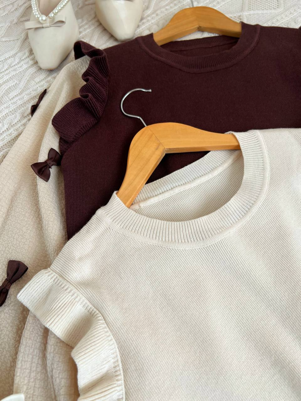 پلیور بافت آستین پاپیون اوردر کد 2270