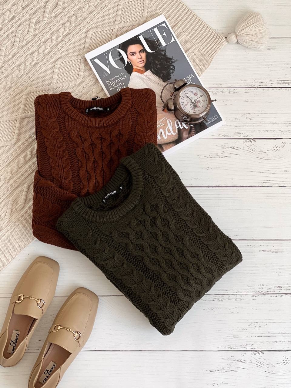 پلیور بافت زنجیری یقه گرد کد 2271