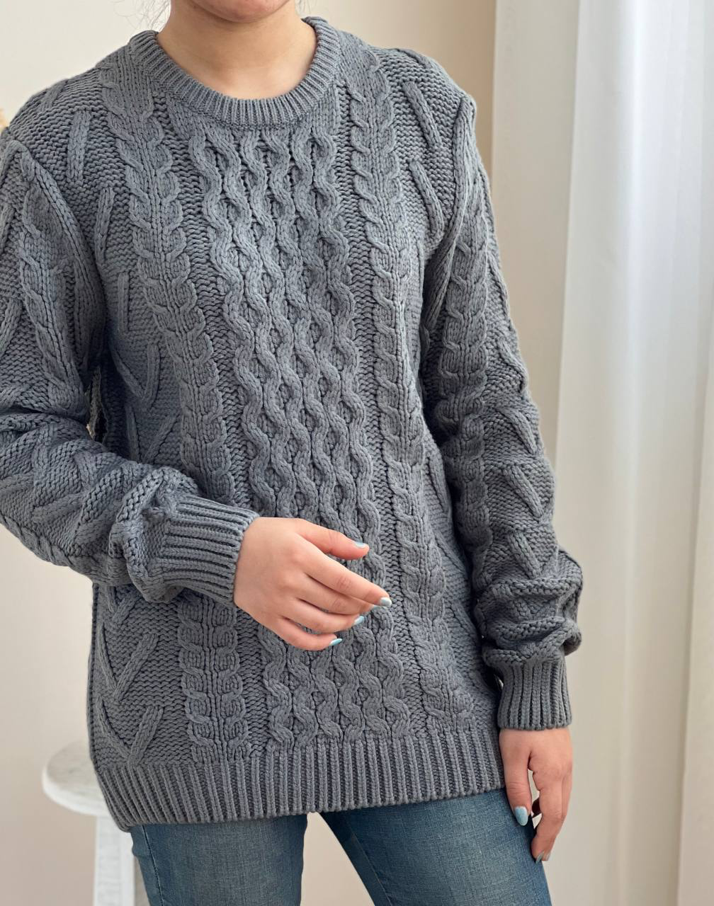 پلیور بافت زنجیری یقه گرد کد 2271