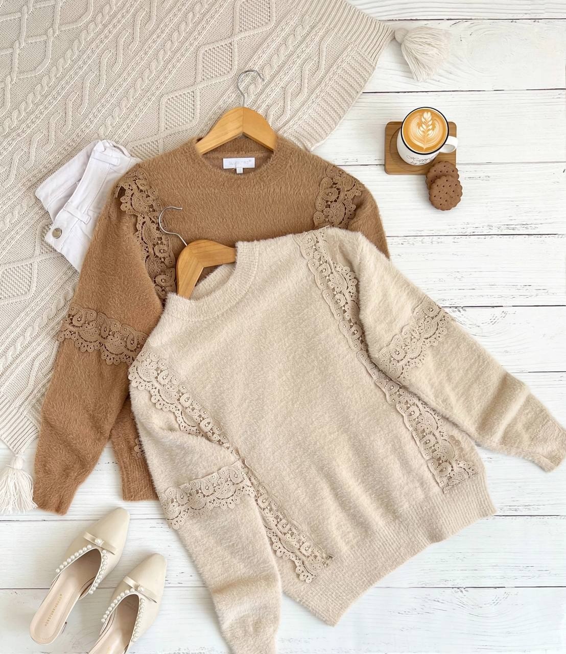 پلیور بافت موهر دار گیپوری کد 2273