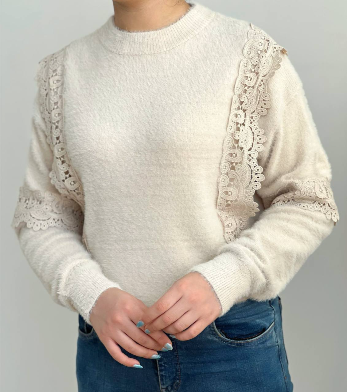 پلیور بافت موهر دار گیپوری کد 2273