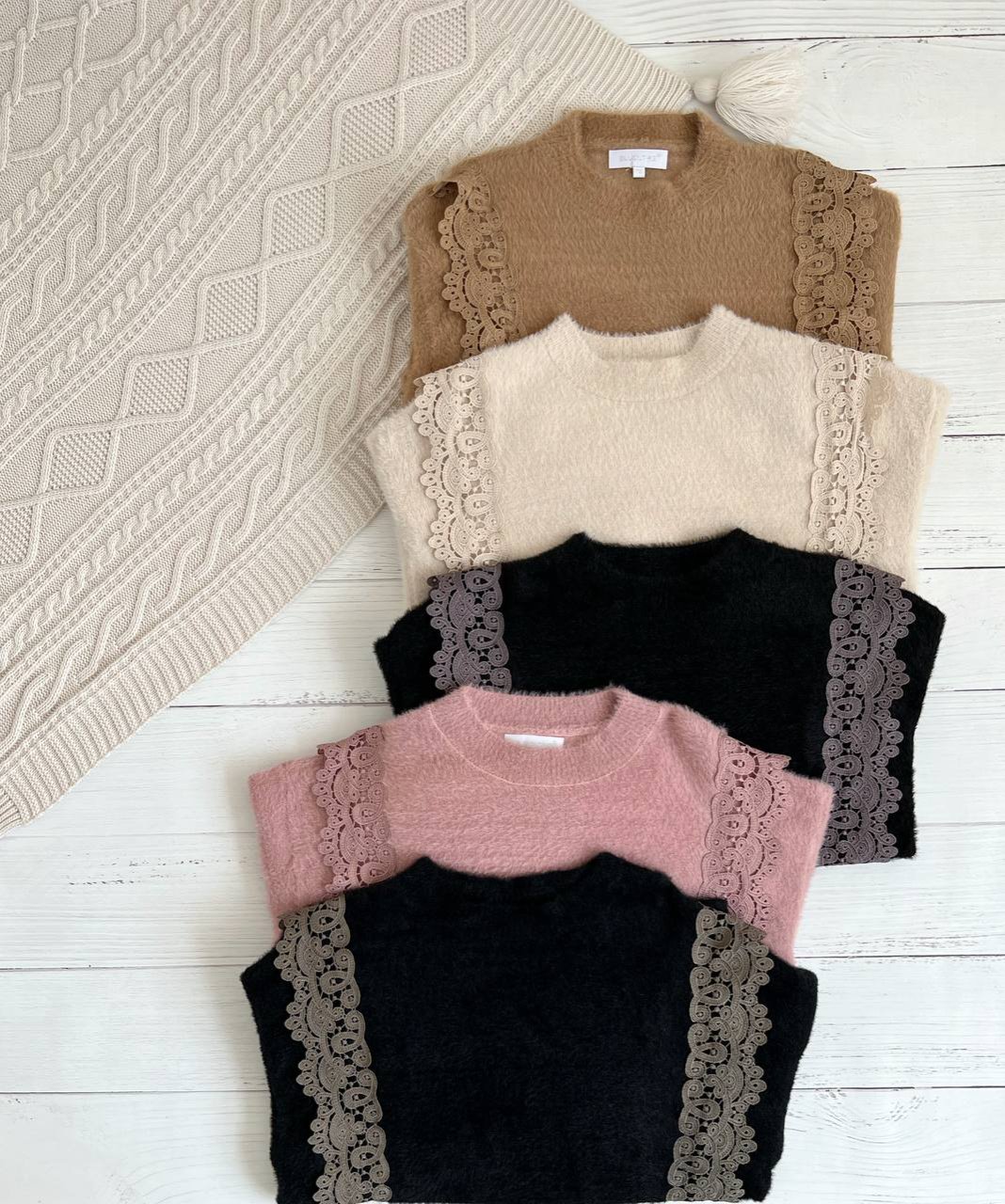 پلیور بافت موهر دار گیپوری کد 2273