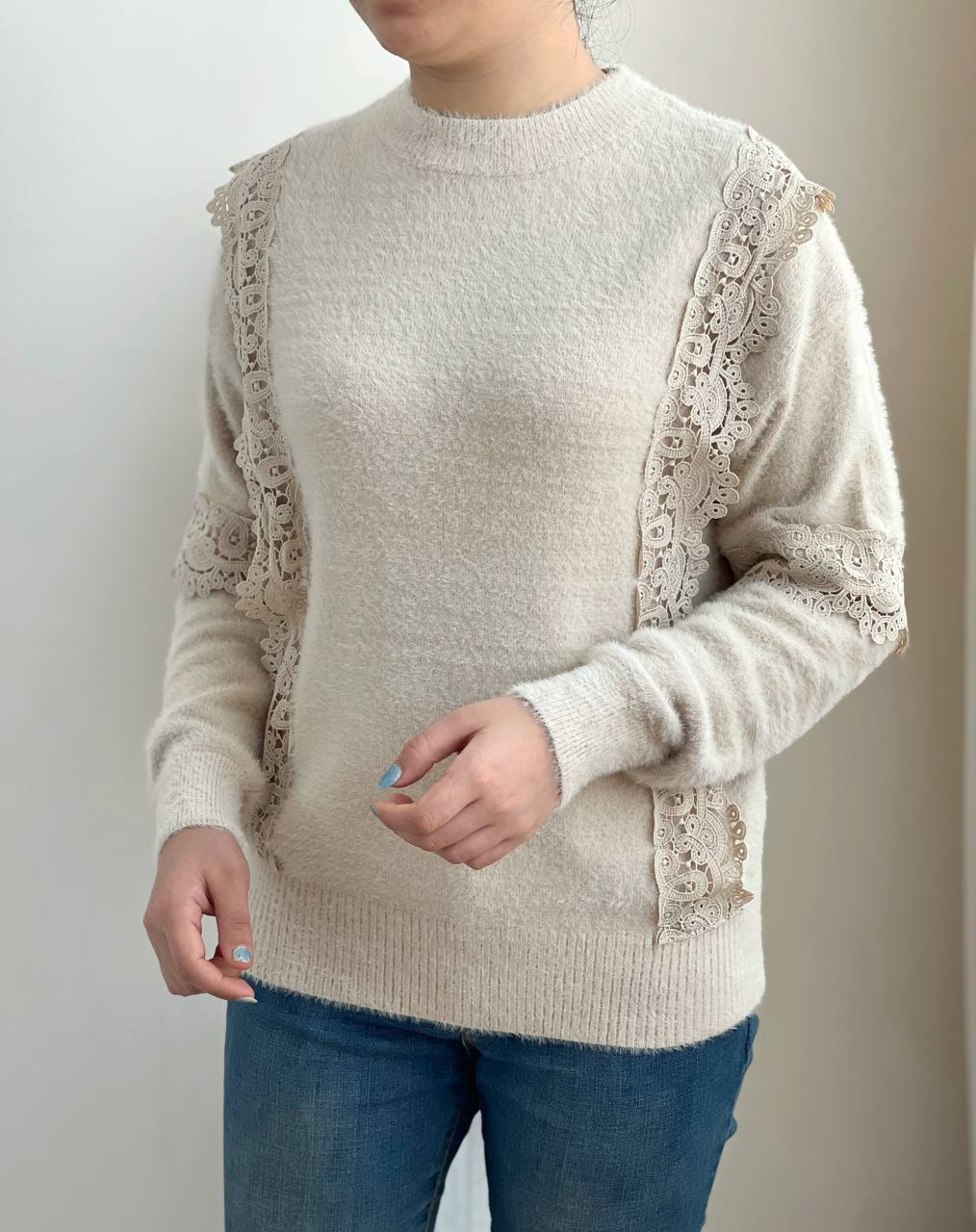 پلیور بافت موهر دار گیپوری کد 2273