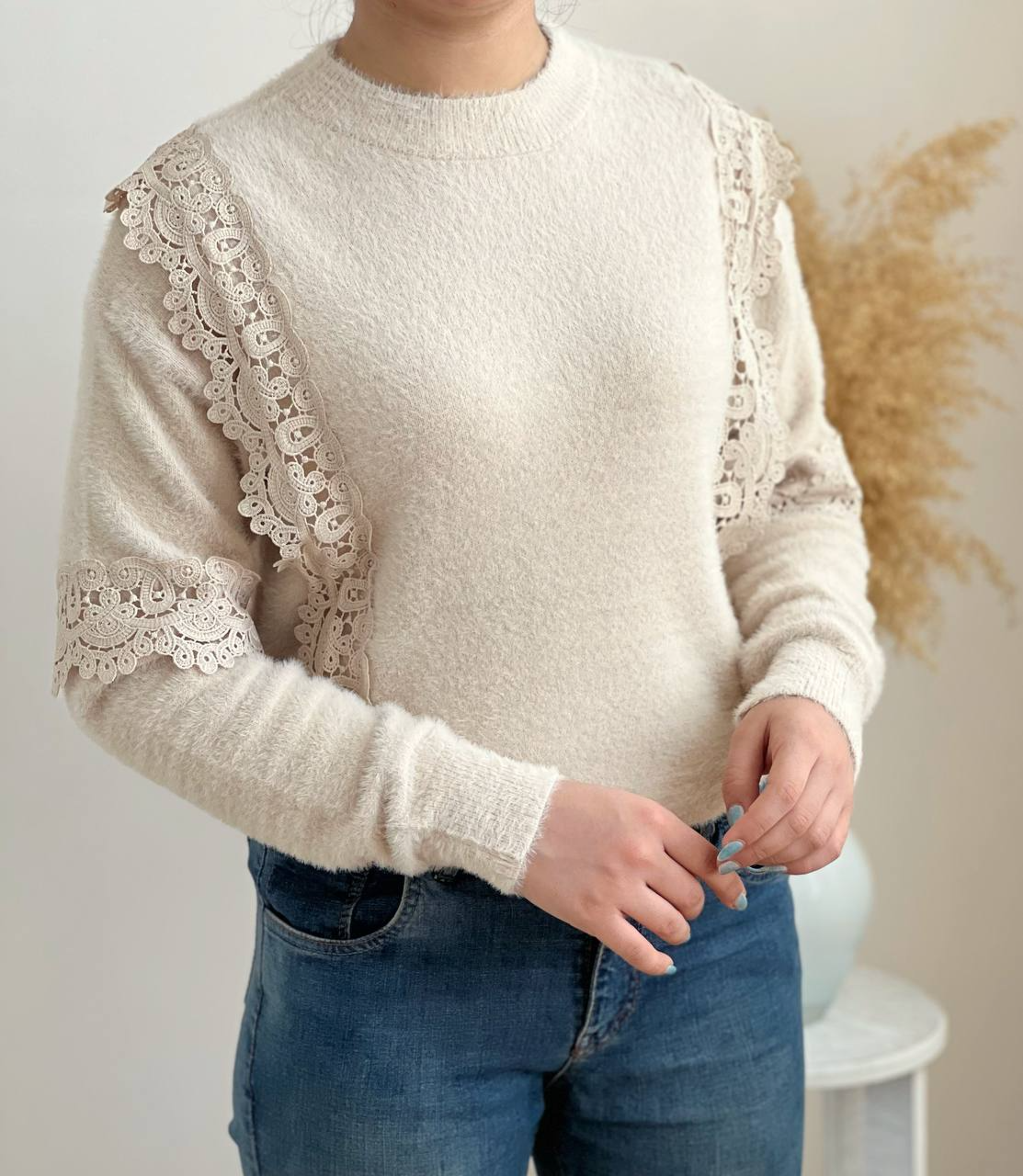 پلیور بافت موهر دار گیپوری کد 2273