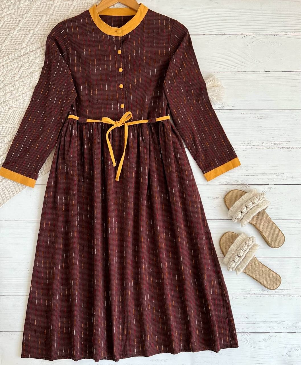 پیراهن کنف کوک دوزی کد 2276