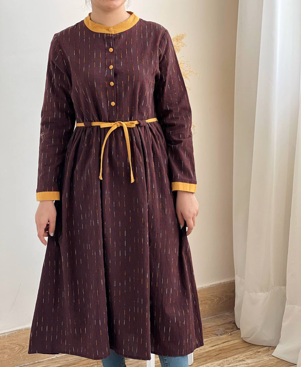 پیراهن کنف کوک دوزی کد 2276