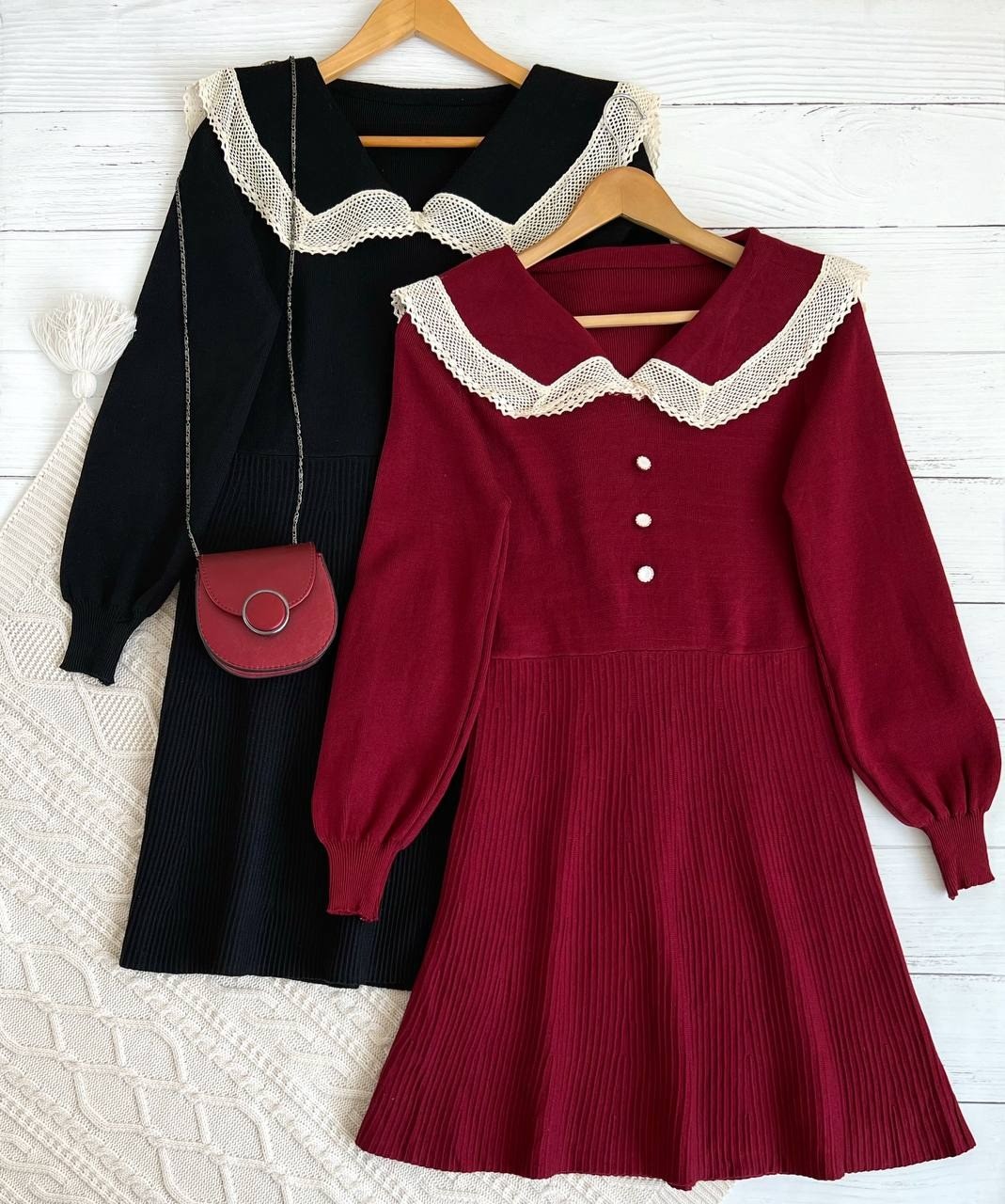 پیراهن بافت یقه گیپور کد 2279