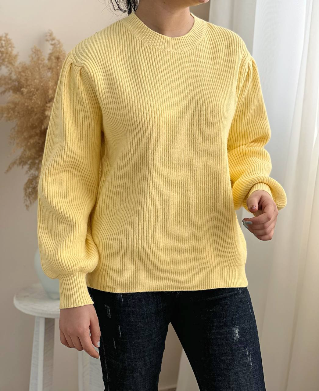 پلیور بافت آستین پف یقه گرد کد 2281