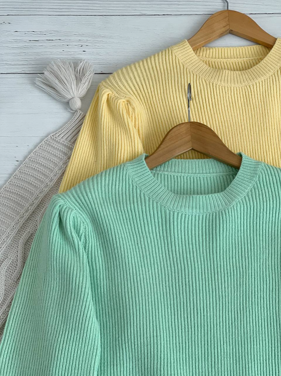 پلیور بافت آستین پف یقه گرد کد 2281