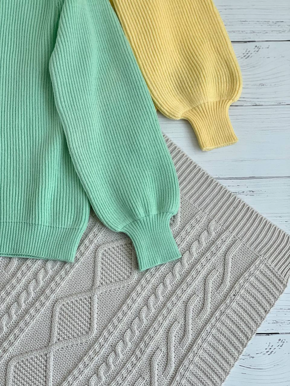 پلیور بافت آستین پف یقه گرد کد 2281