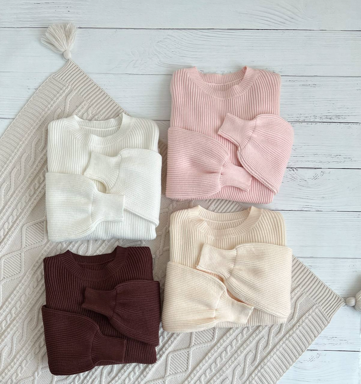 پلیور بافت آستین پف یقه گرد کد 2281