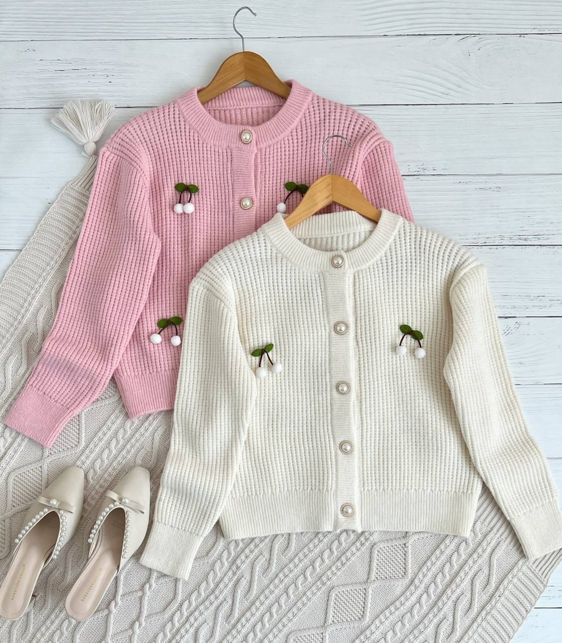 ژاکت بافت آلبالویی کد 2282