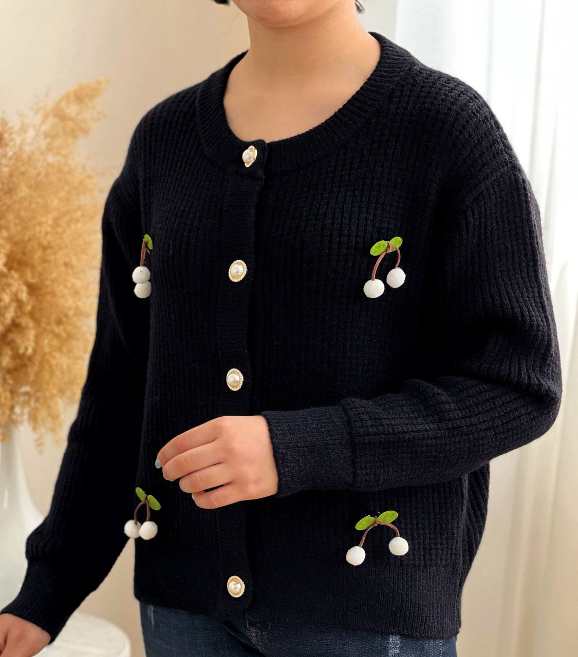 ژاکت بافت آلبالویی کد 2282