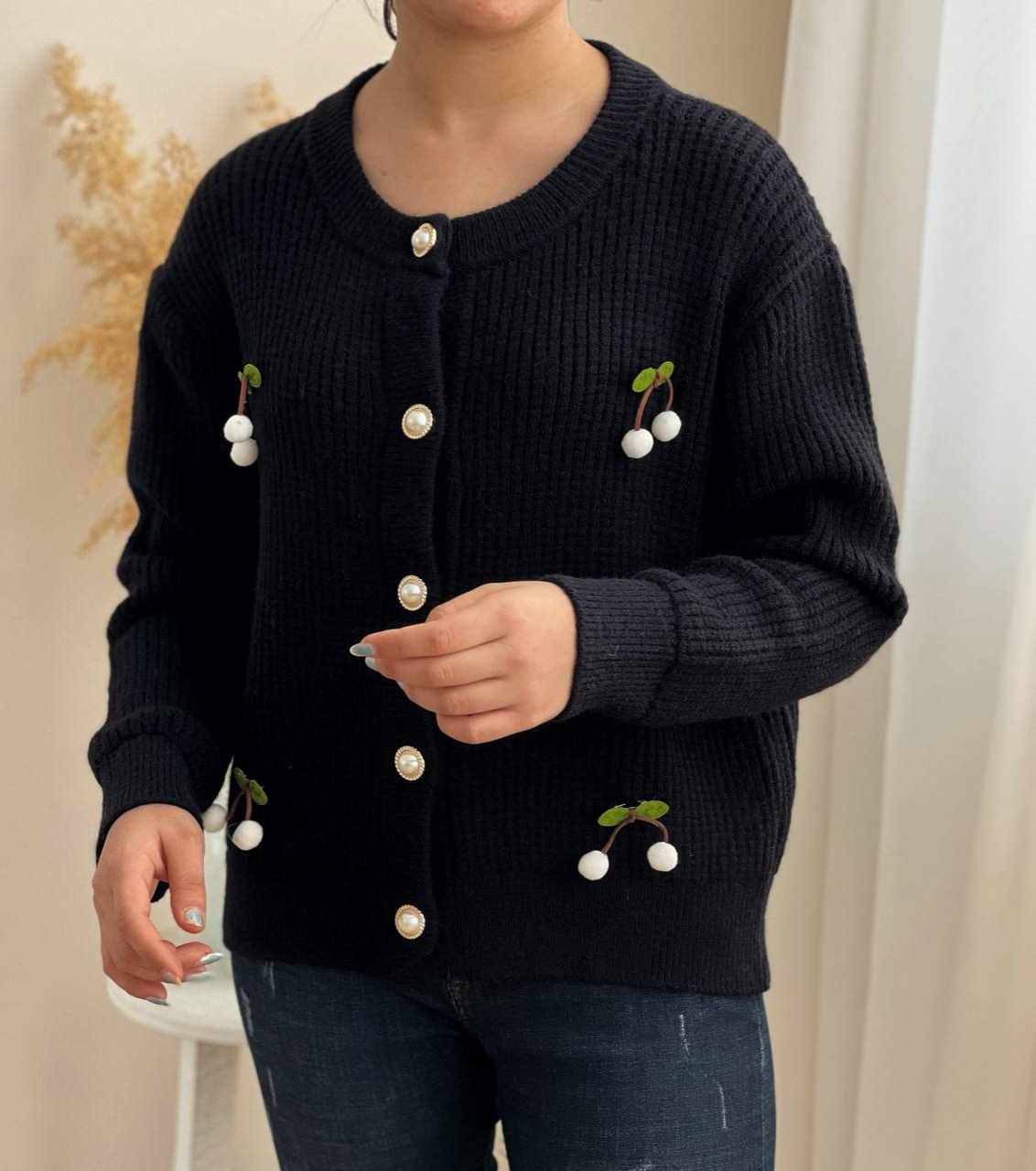 ژاکت بافت آلبالویی کد 2282