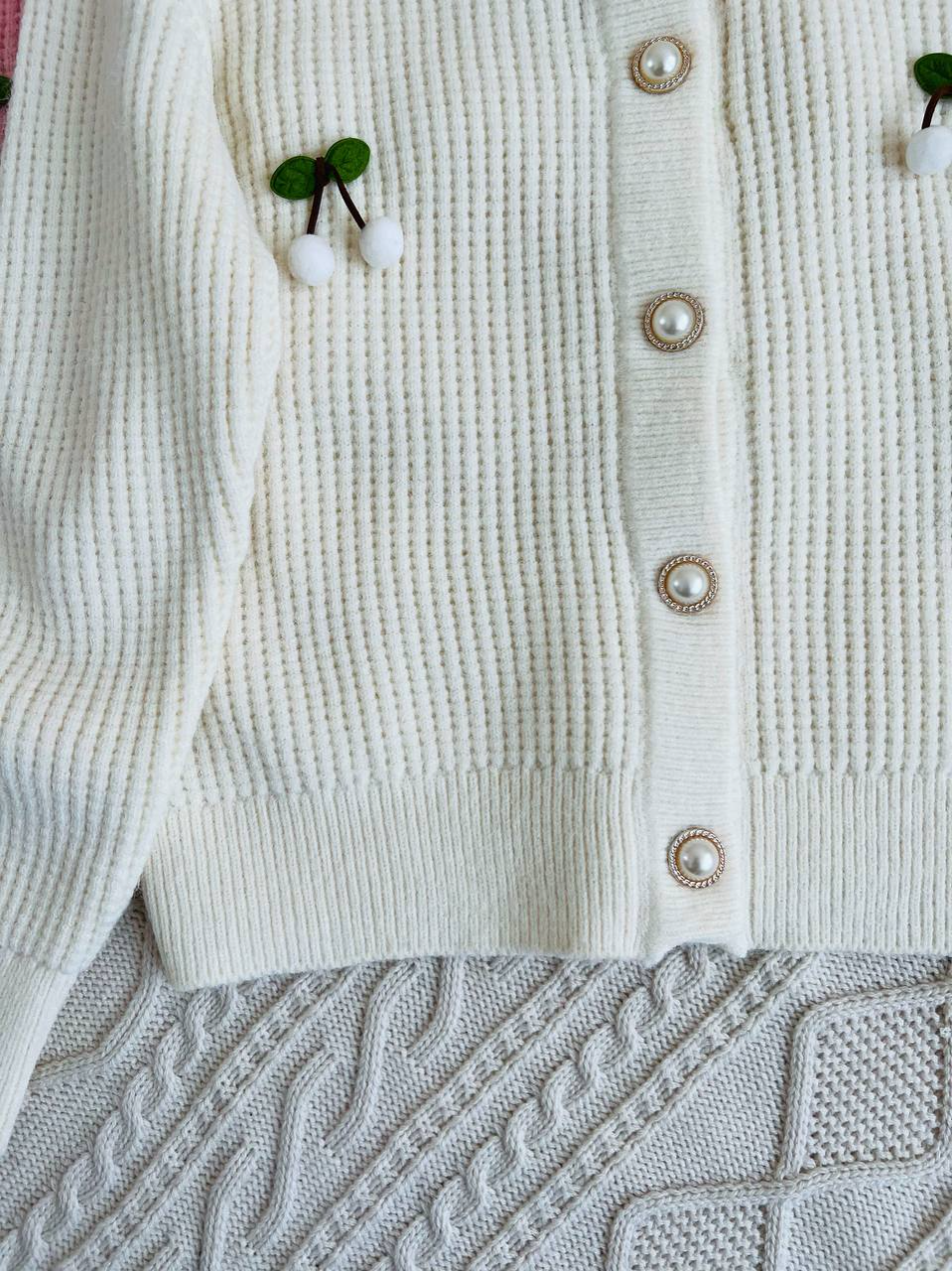 ژاکت بافت آلبالویی کد 2282