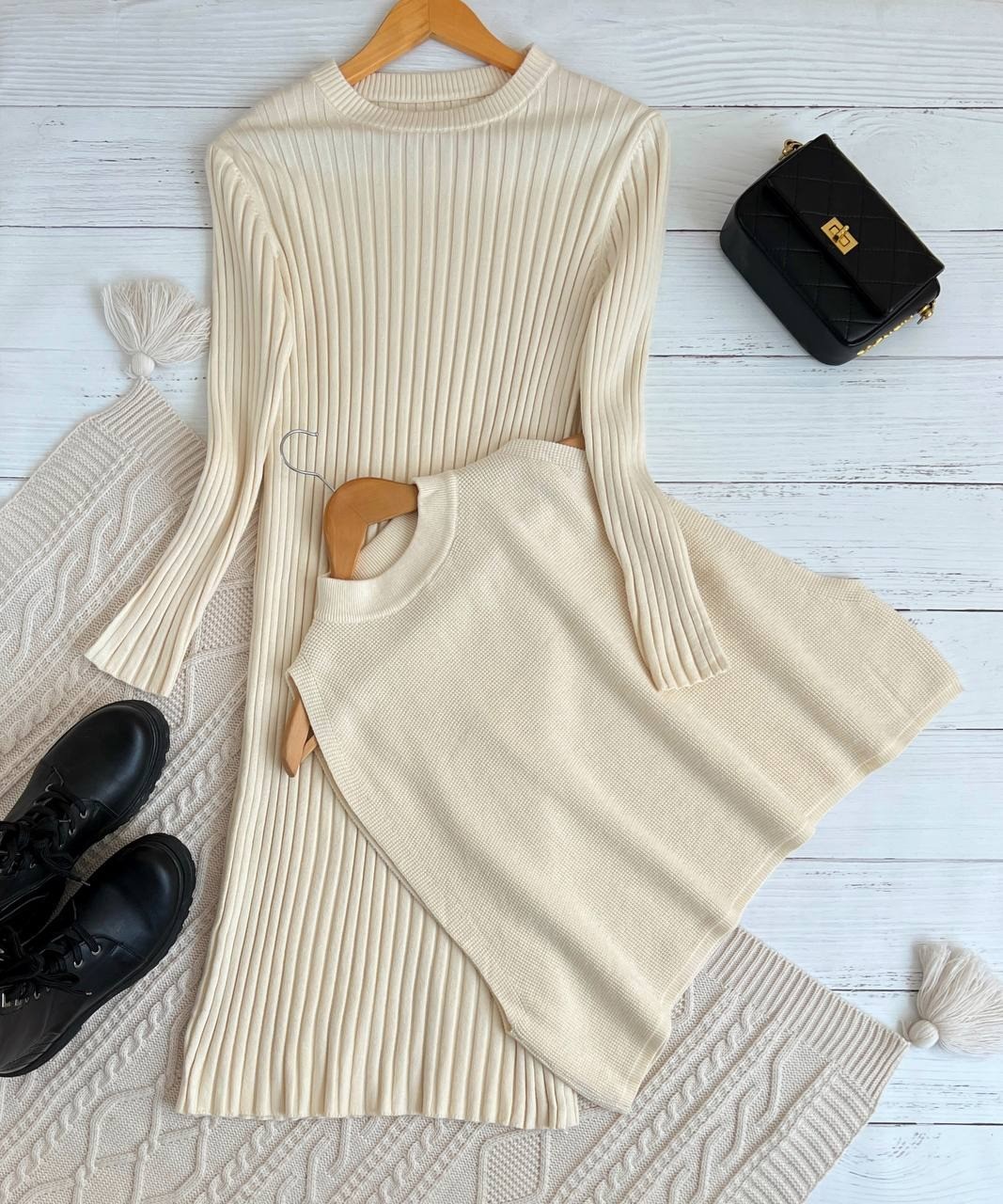 ست پیراهن و جلیقه بافت کد 2288