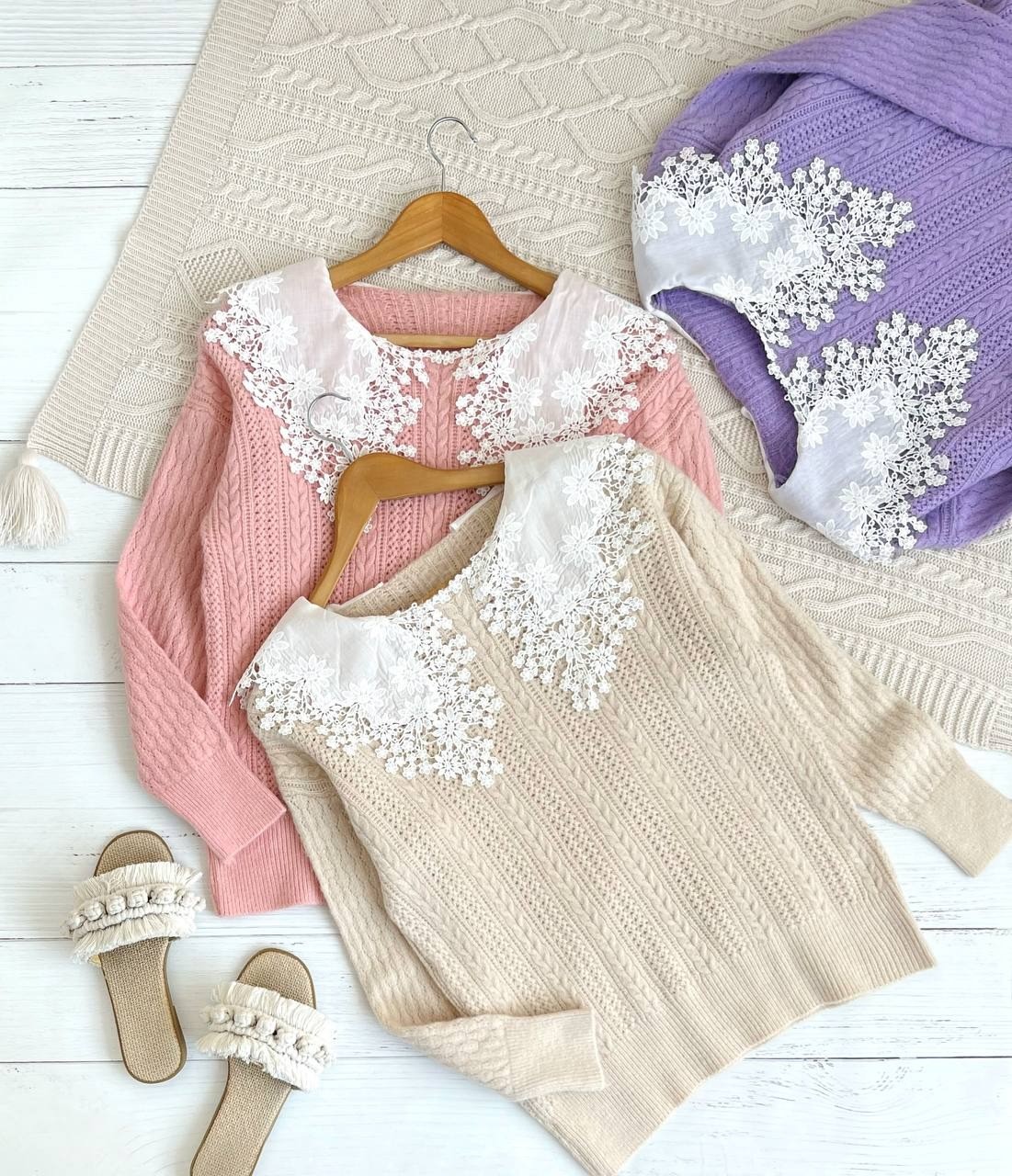 پلیور بافت زنجیری یقه خامه دوزی کد 2290