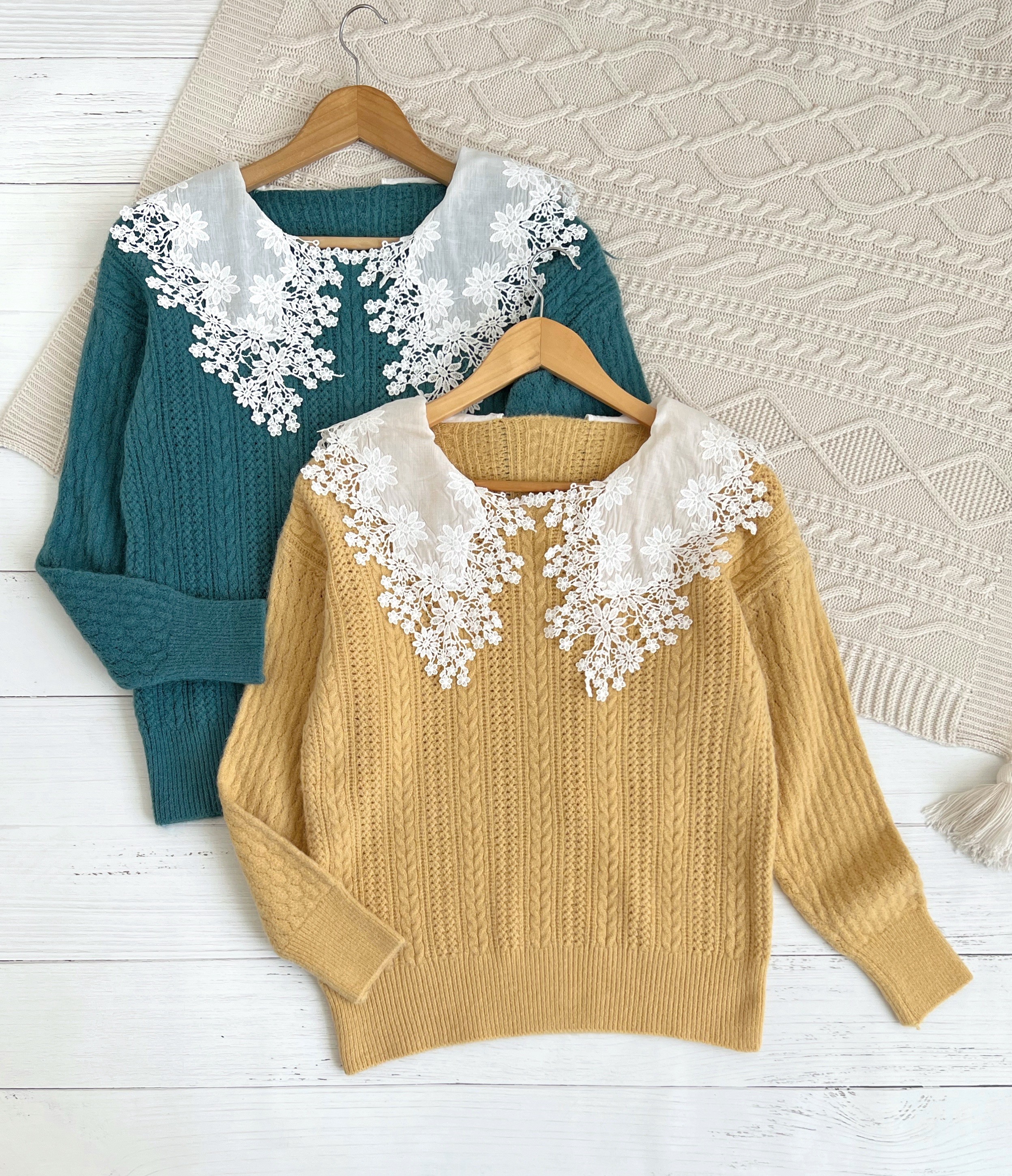 پلیور بافت زنجیری یقه خامه دوزی کد 2290