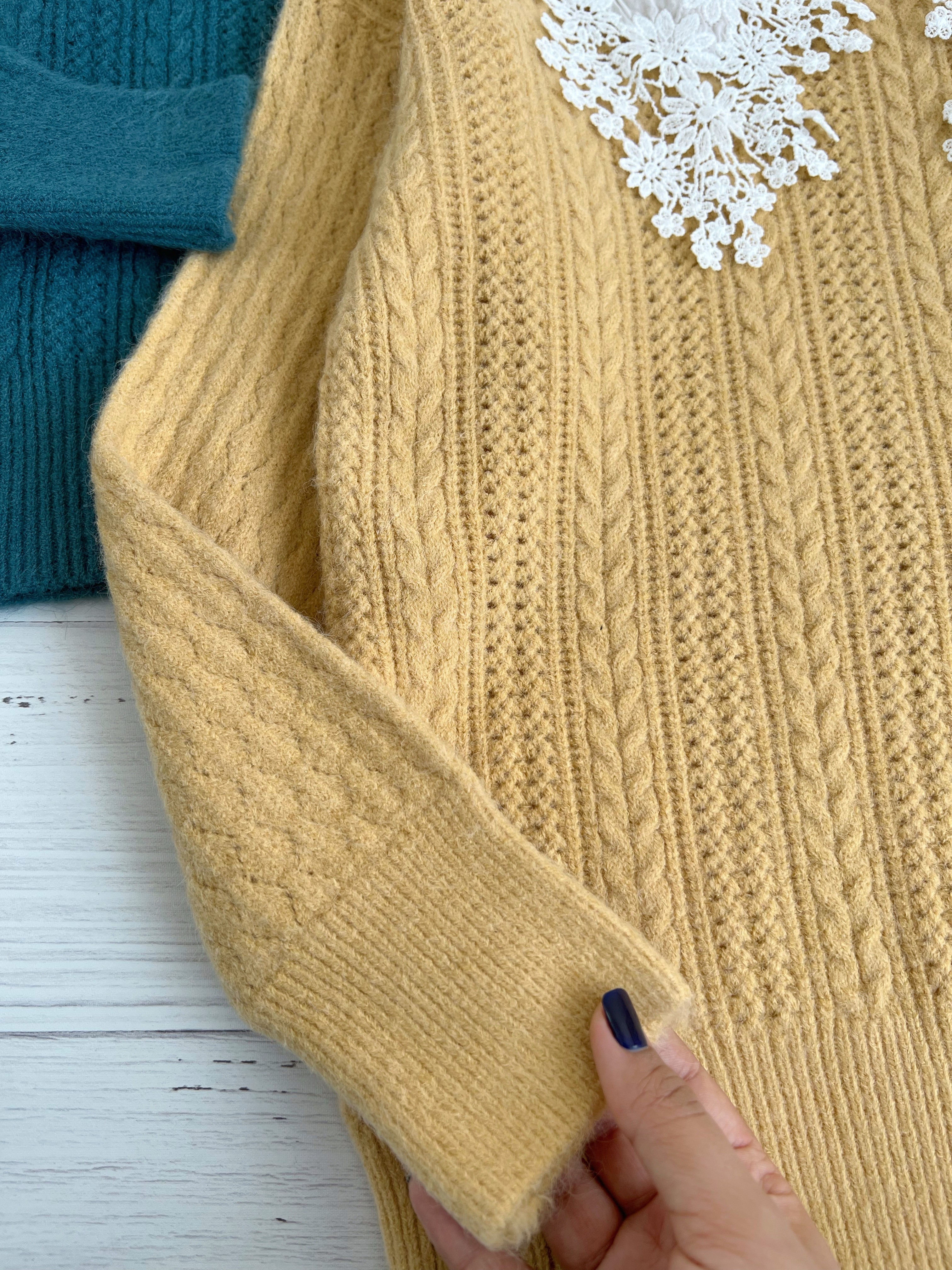 پلیور بافت زنجیری یقه خامه دوزی کد 2290