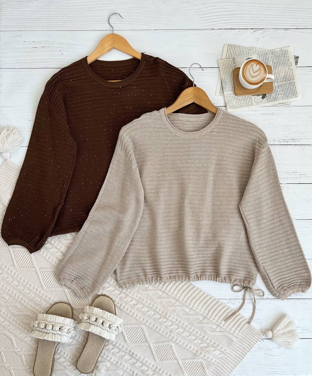 پلیور بافت شاین دار پایین گت کد 2295