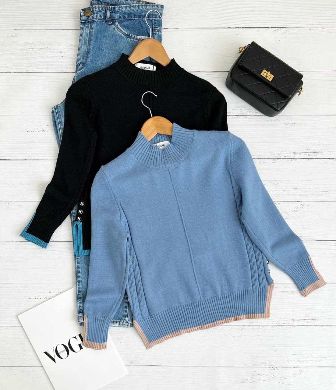 پلیور بافت دو رنگ بغل چاک کد 2301