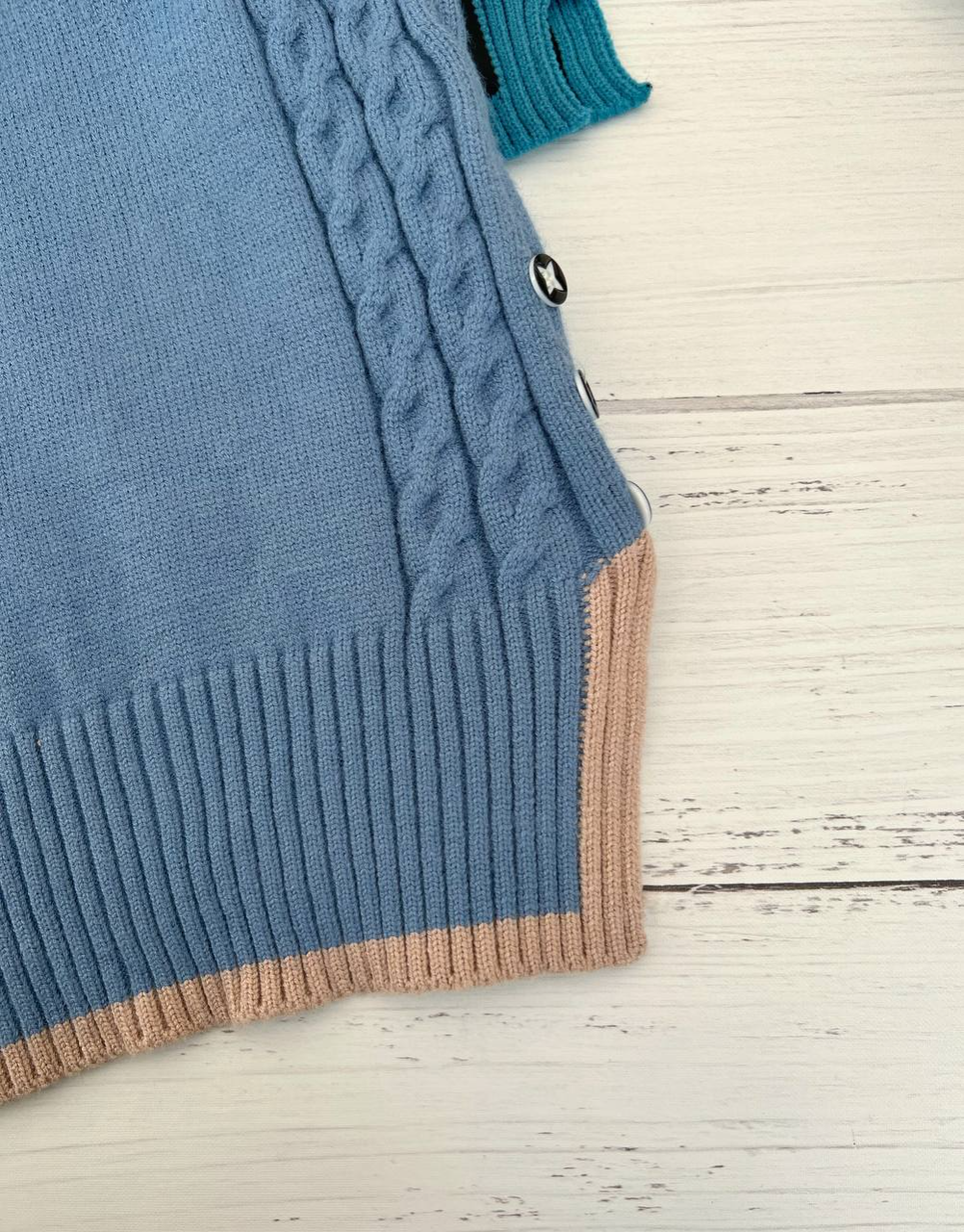 پلیور بافت دو رنگ بغل چاک کد 2301