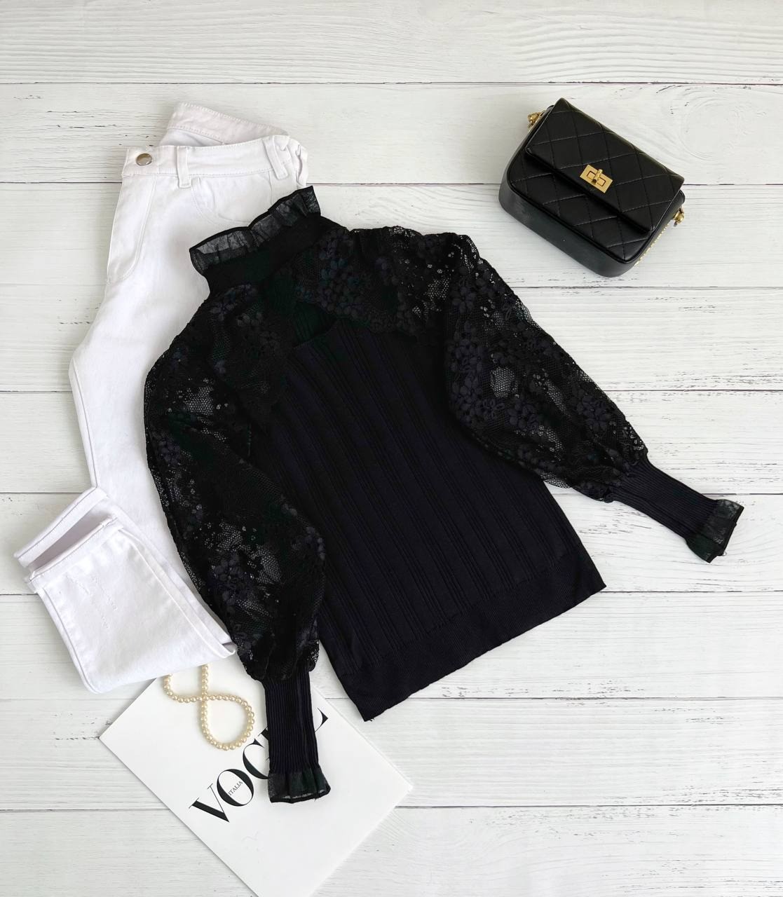 بلوز بافت بالا تنه گیپور کد 2302