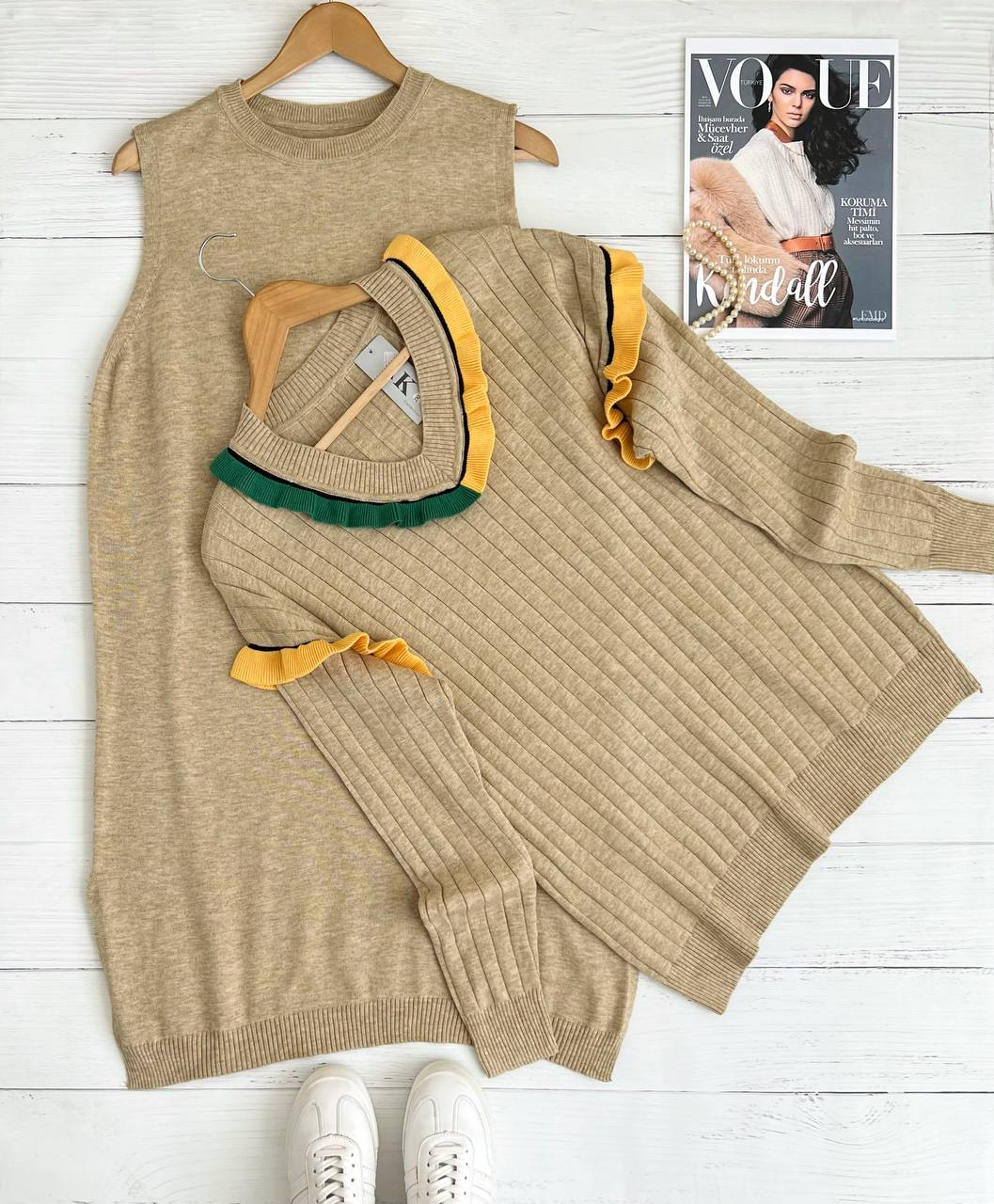 ست پیراهن + پلیور بافت کد 2304