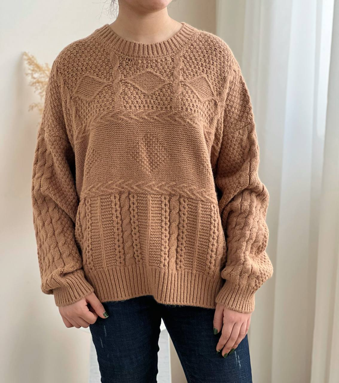 پلیور بافت قواره آزاد زنجیری کد 2305