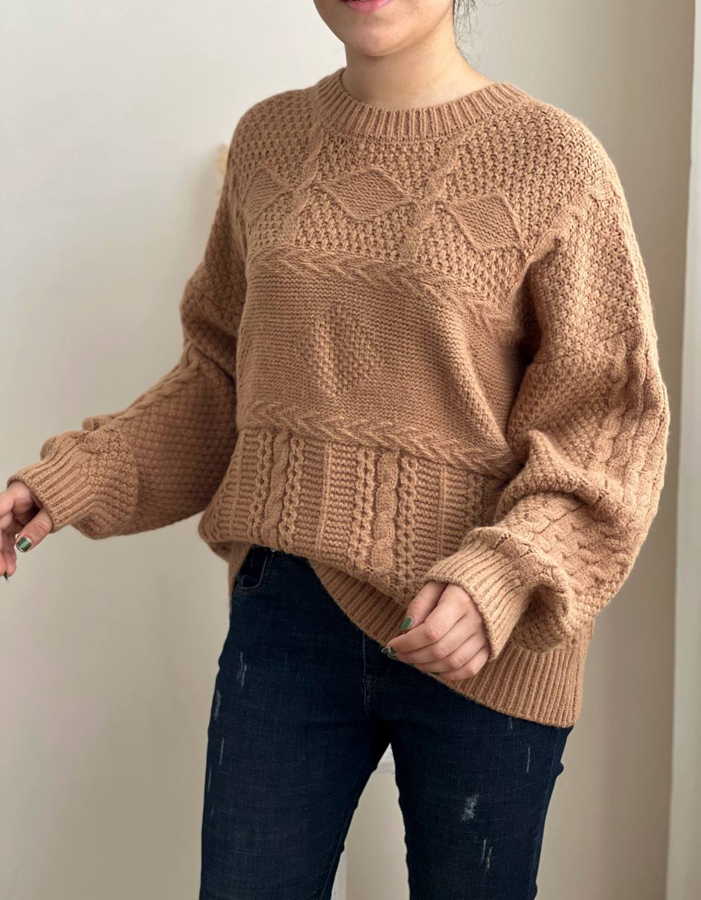 پلیور بافت قواره آزاد زنجیری کد 2305