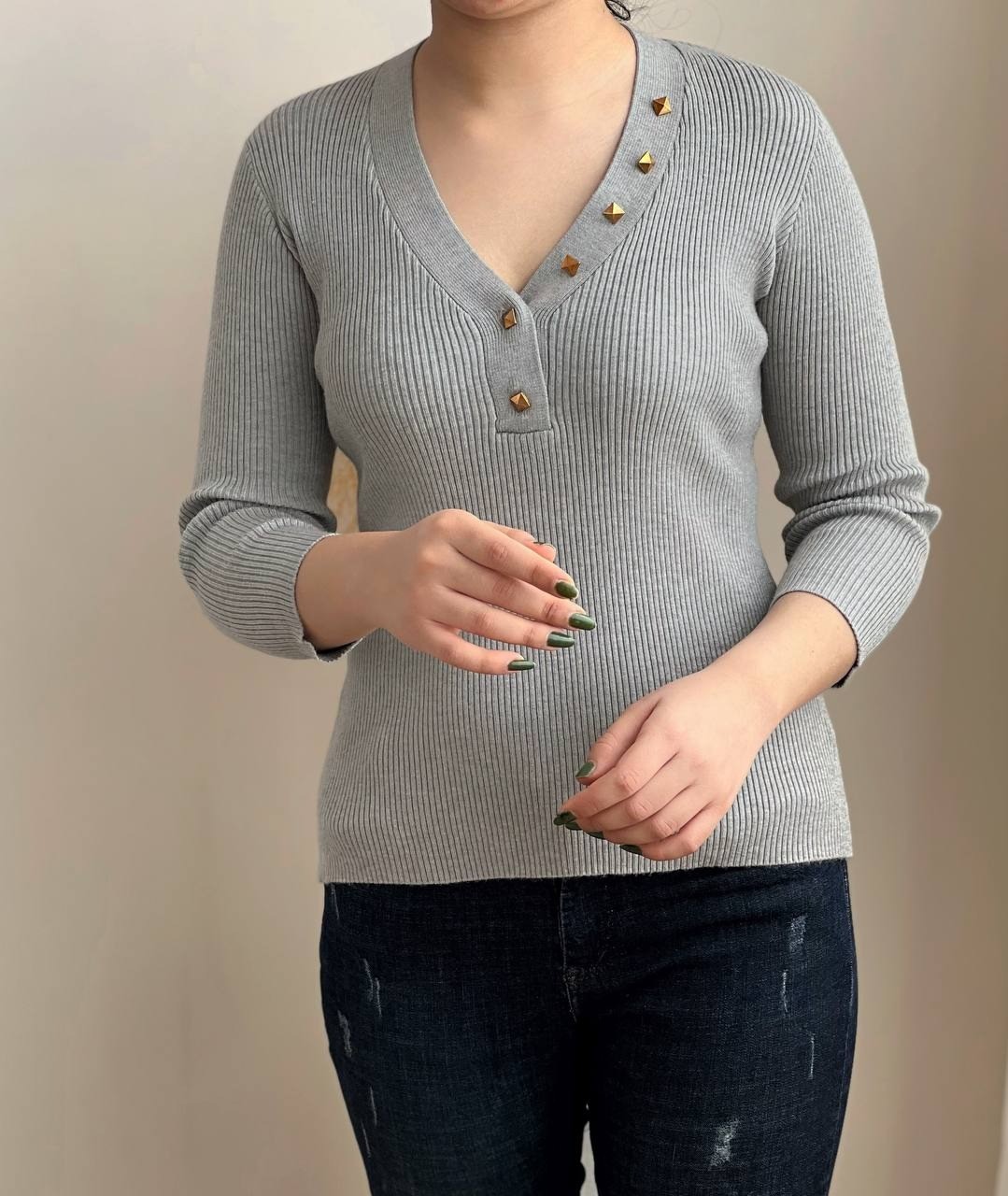 پلیور بافت گپ کبریتی جلو دکمه 2308