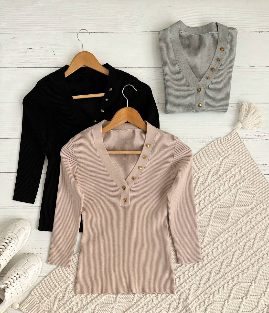 پلیور بافت گپ کبریتی جلو دکمه 2308