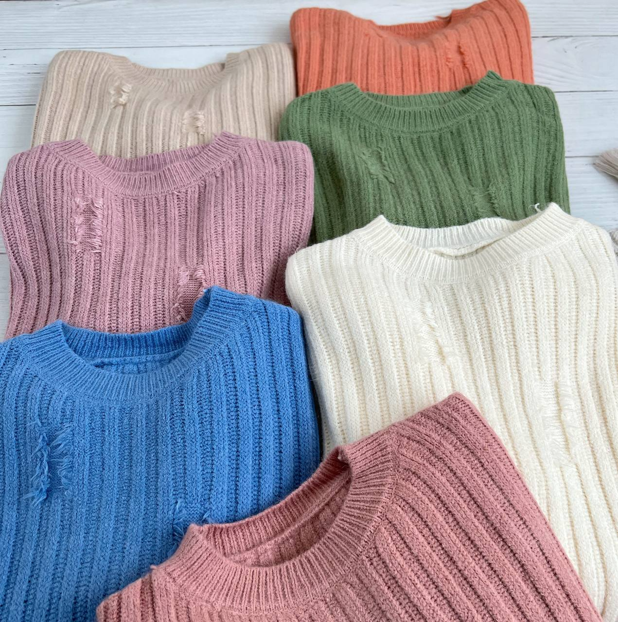 پلیور بافت یقه گرد بغل چاک کد 2310