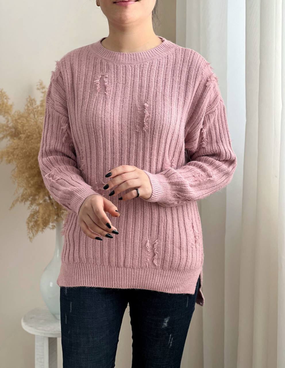 پلیور بافت یقه گرد بغل چاک کد 2310