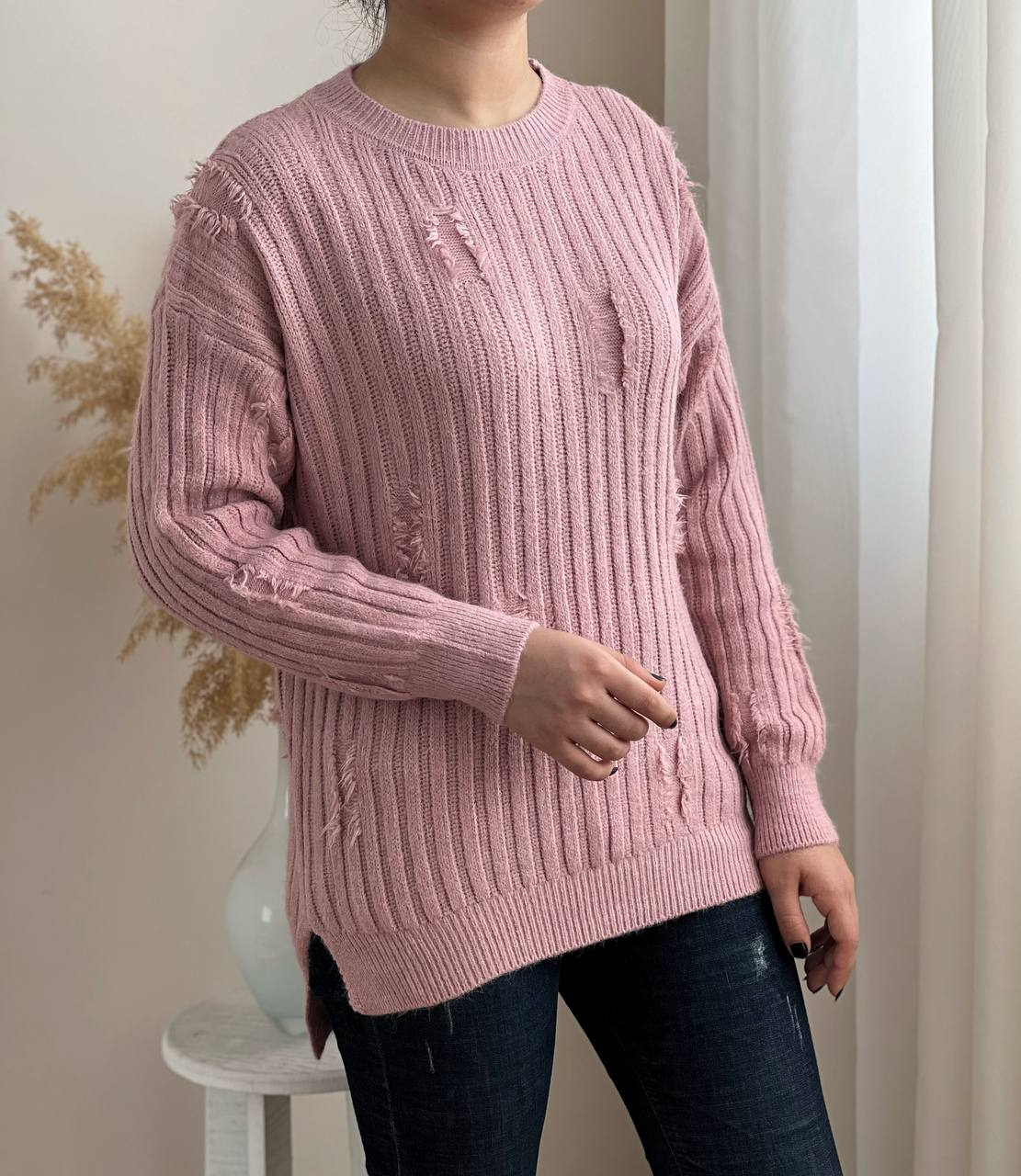 پلیور بافت یقه گرد بغل چاک کد 2310