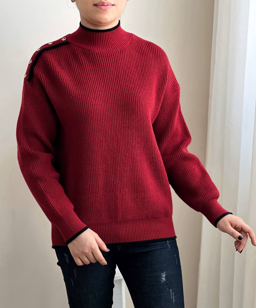 پلیور بافت سر شانه دکمه دار کد 2311