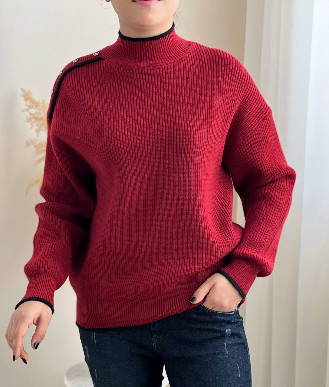 پلیور بافت سر شانه دکمه دار کد 2311