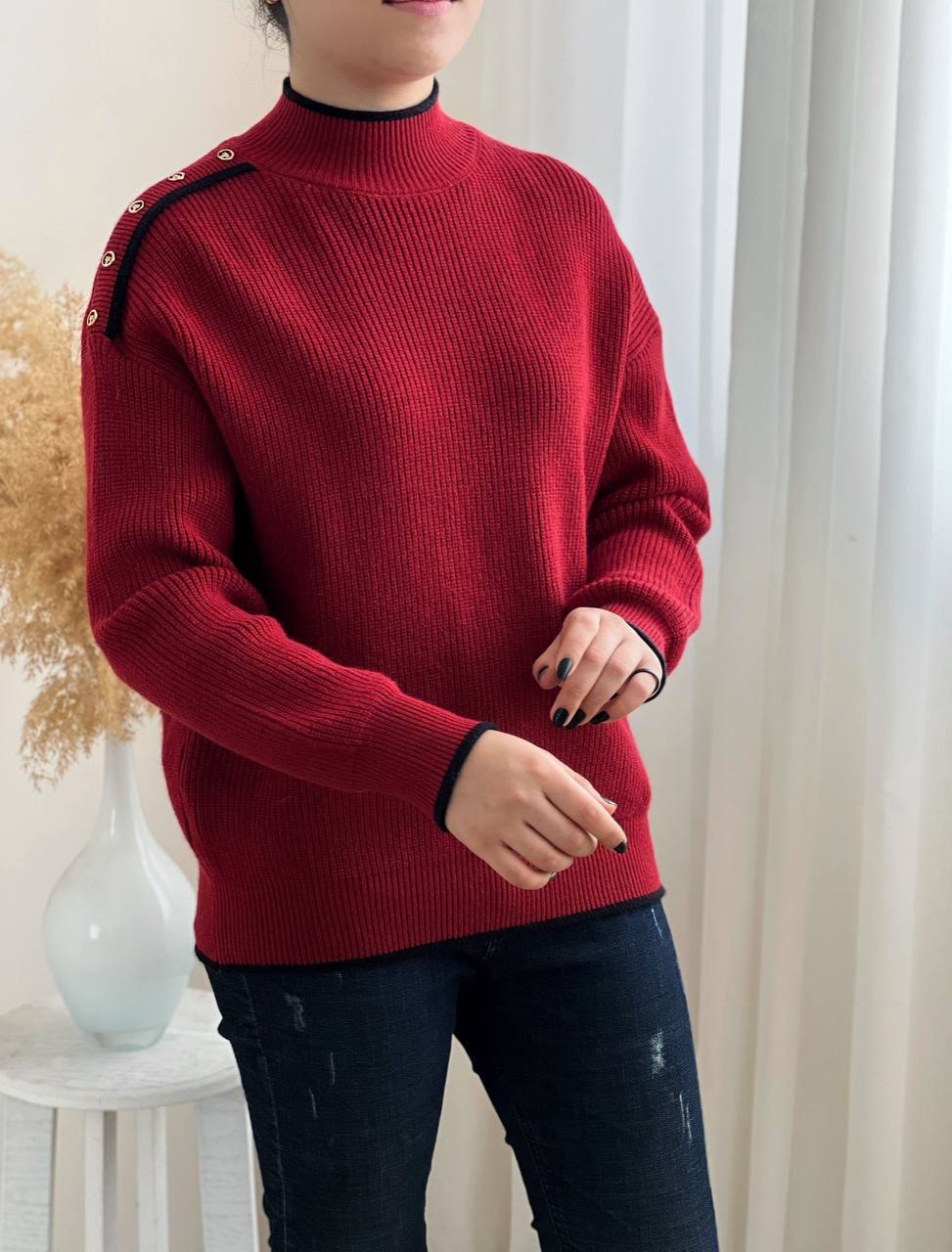 پلیور بافت سر شانه دکمه دار کد 2311