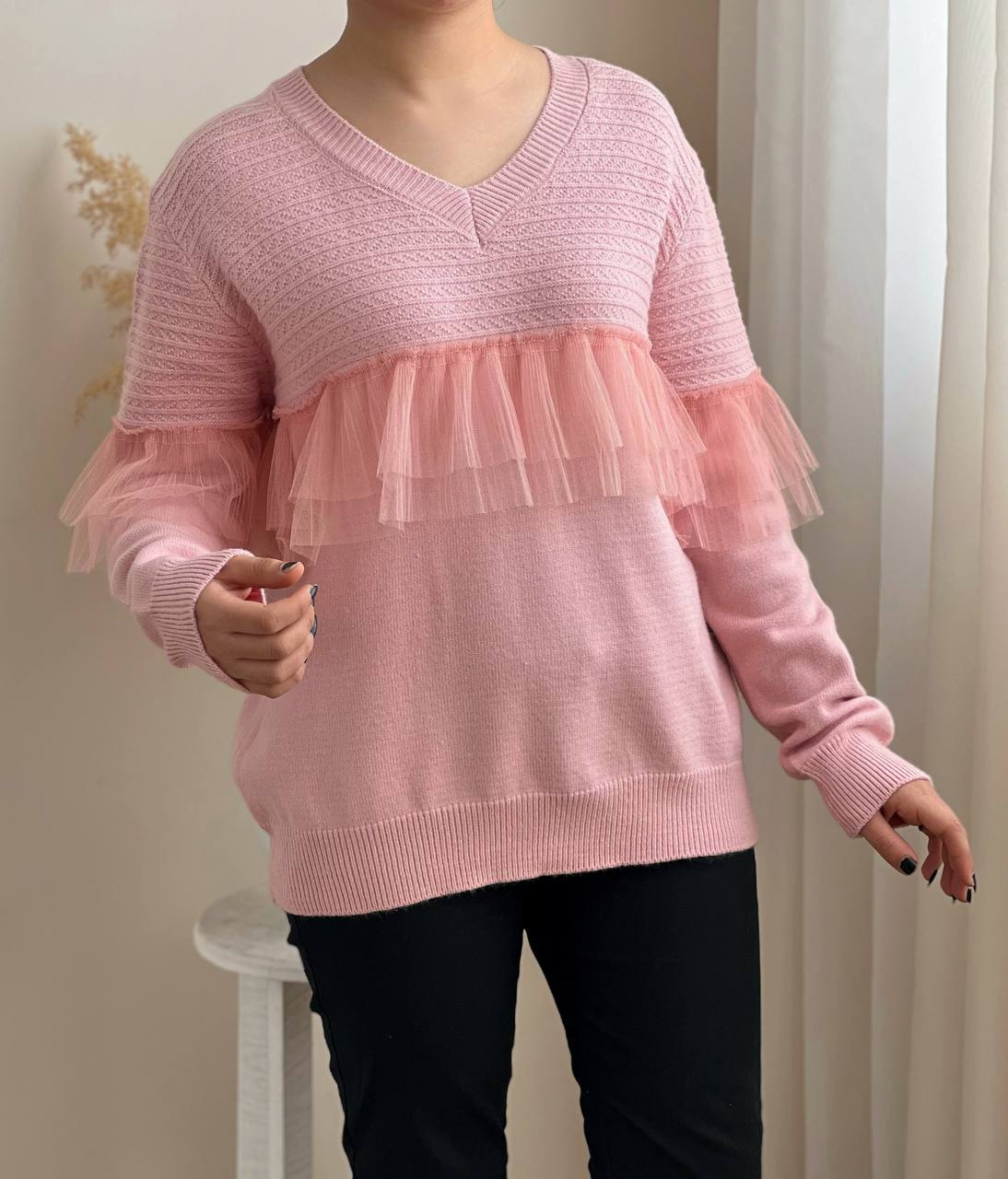 پلیور بافت جلو چین دار کد 2314