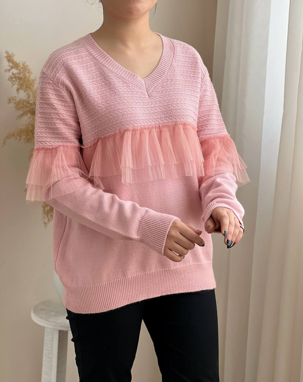 پلیور بافت جلو چین دار کد 2314