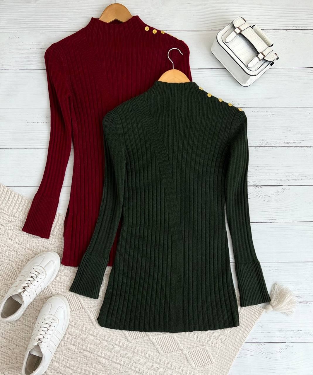 تونیک بافت سرشانه دکمه دار کد 2322