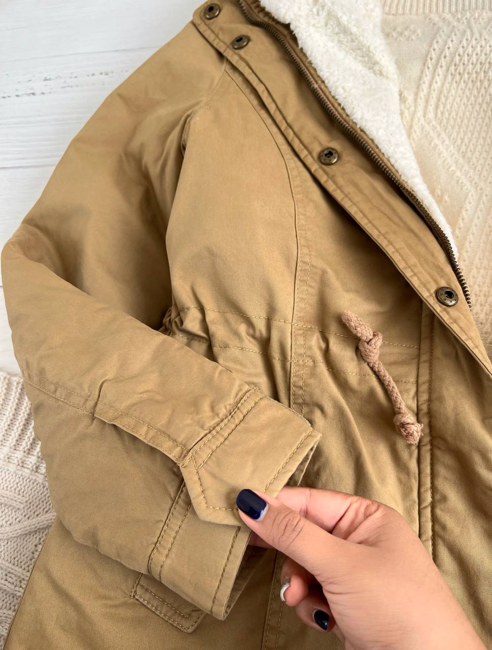 کاپشن کتان کلاهدار کد 2323