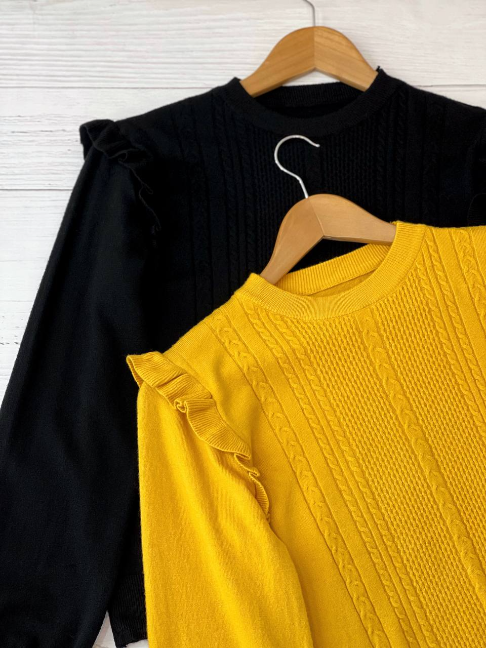 پلیور بافت سرشانه چین دار آستین مچی کد 2325