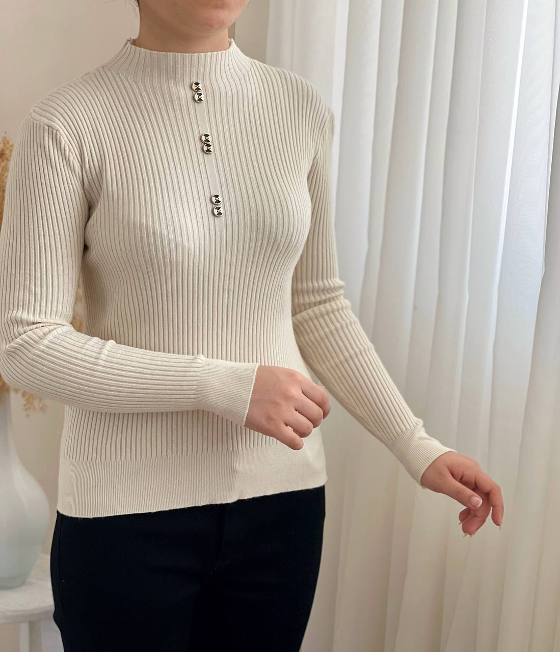 پلیور بافت گپ جلو دکمه کد 2327