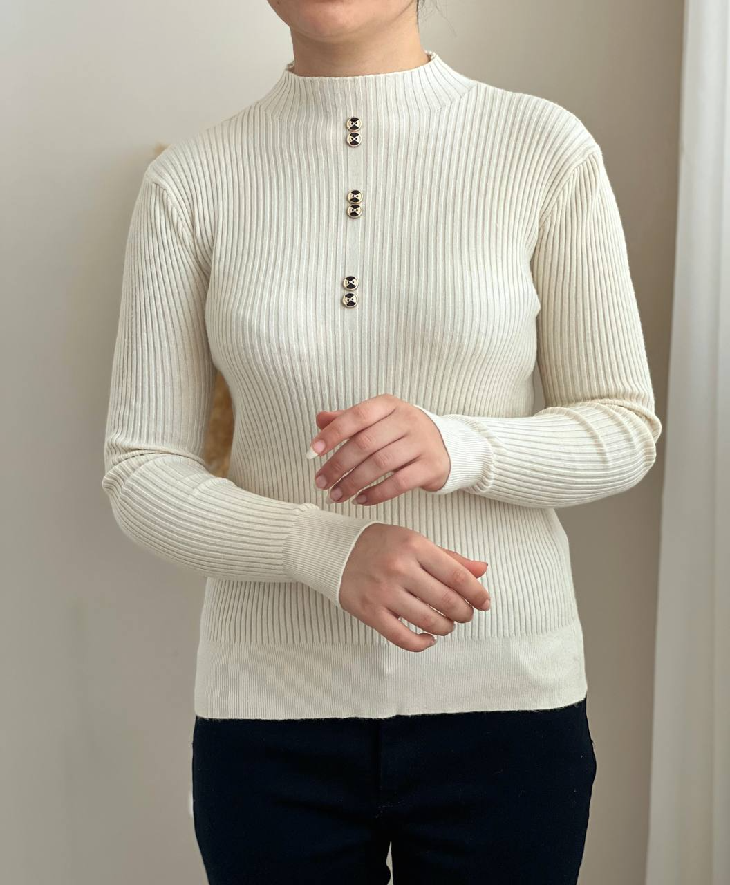 پلیور بافت گپ جلو دکمه کد 2327