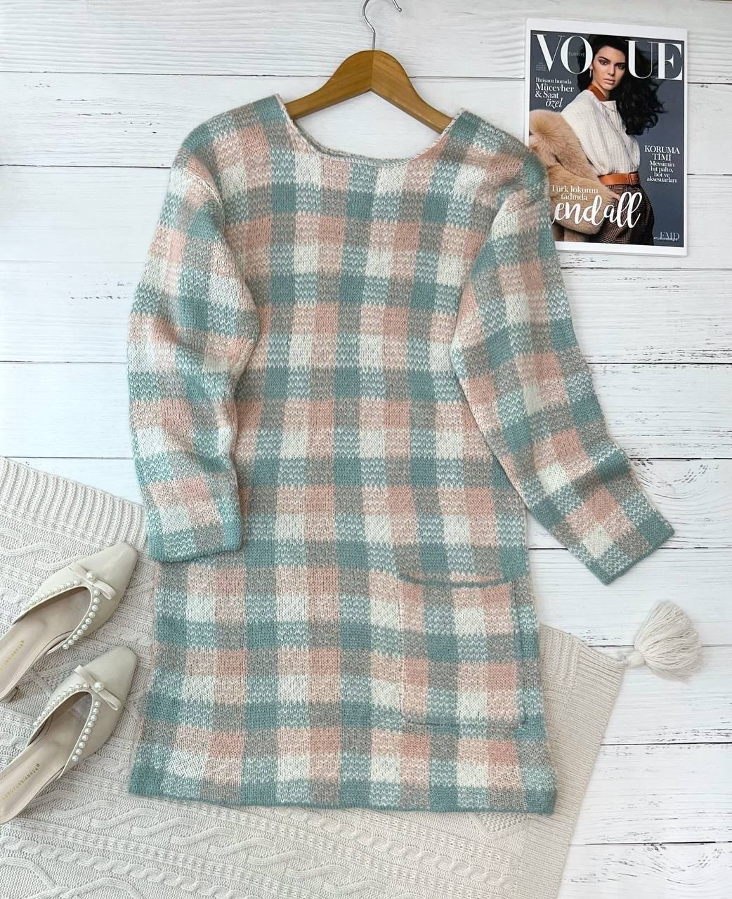 پیراهن بافت چهارخونه کد 2330