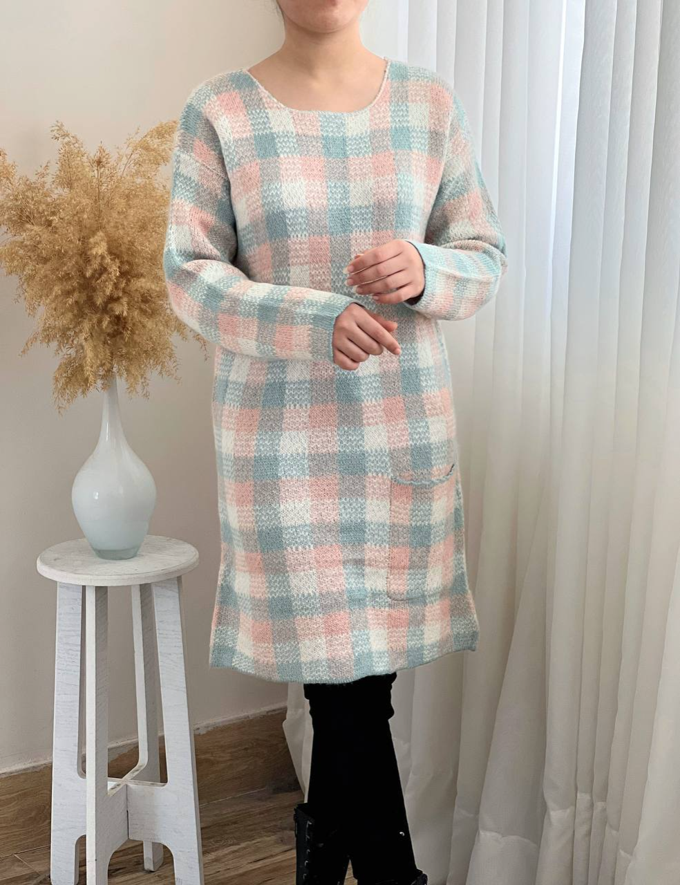 پیراهن بافت چهارخونه کد 2330