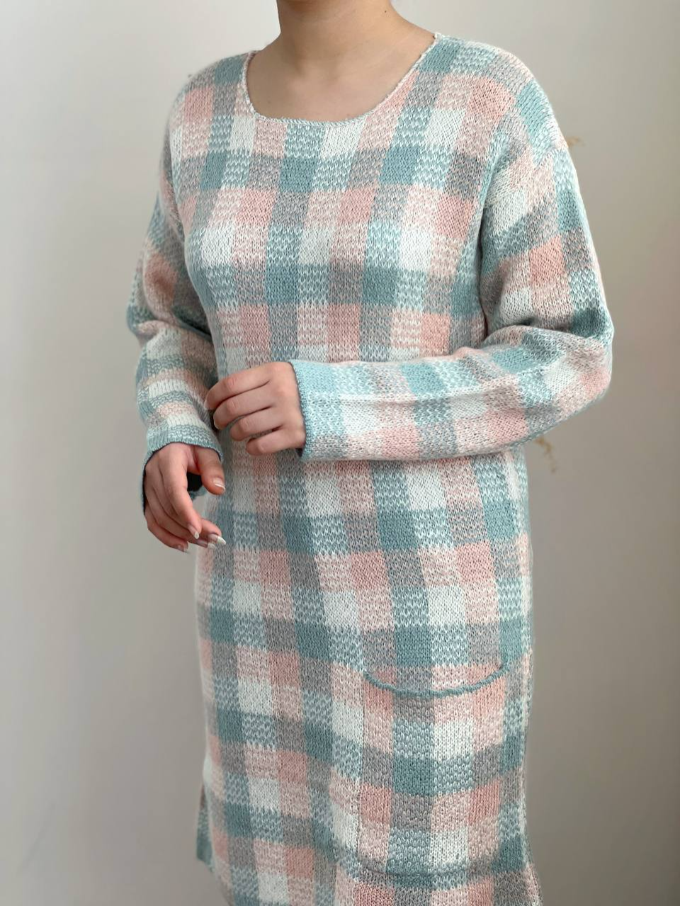 پیراهن بافت چهارخونه کد 2330