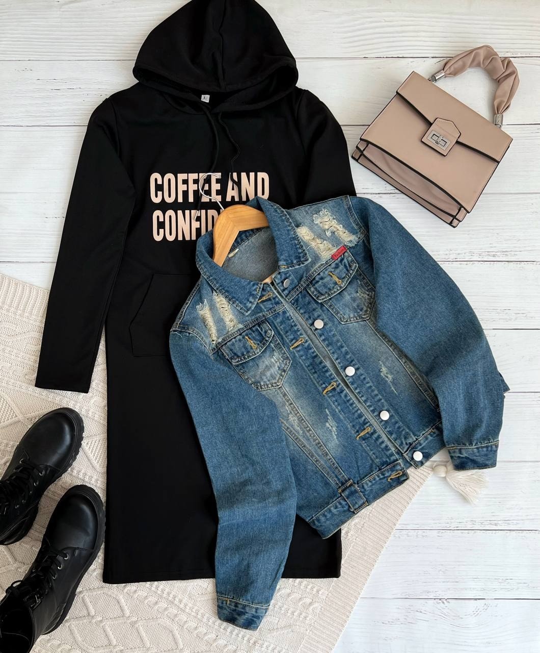 ست دو تیکه سارافن + کت جین کد 2331